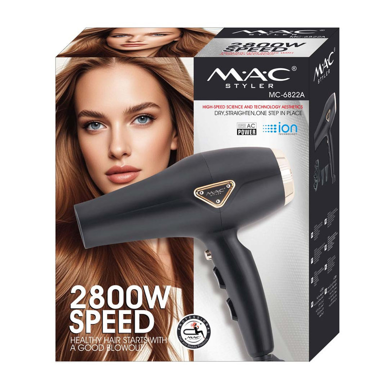 سشوار حرفه ای 2800 وات مک استایلر مدل 6822a