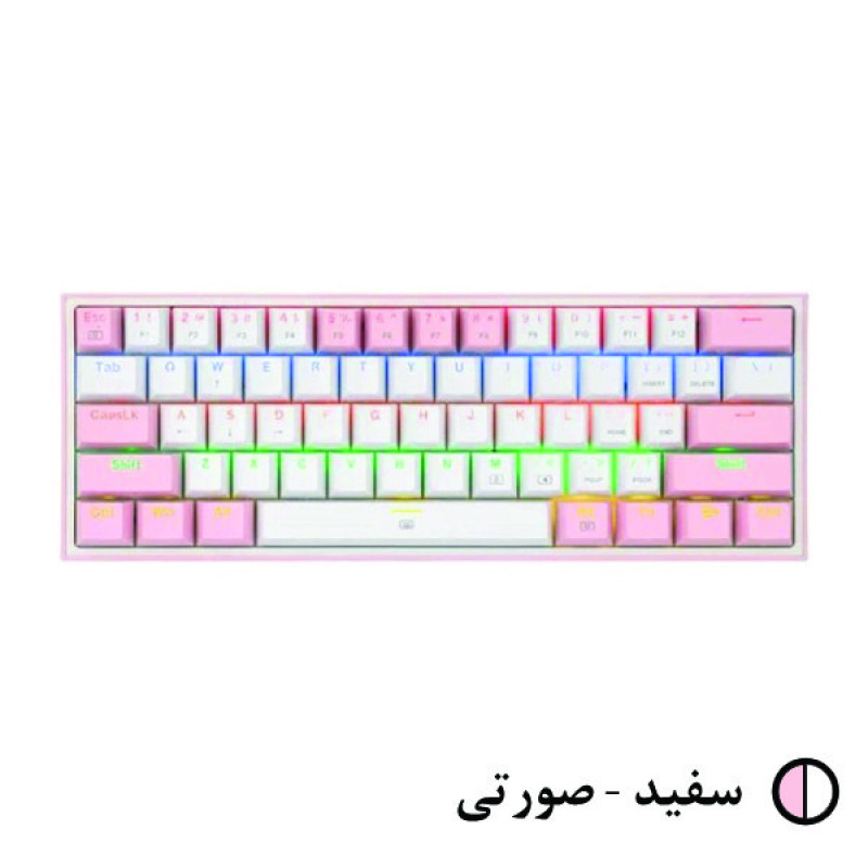 کیبورد گیمینگ ردراگون مدل K617 FIZZ، سوییچ مکانیکال قرمز، Tenkeyless، نورپردازی RGB