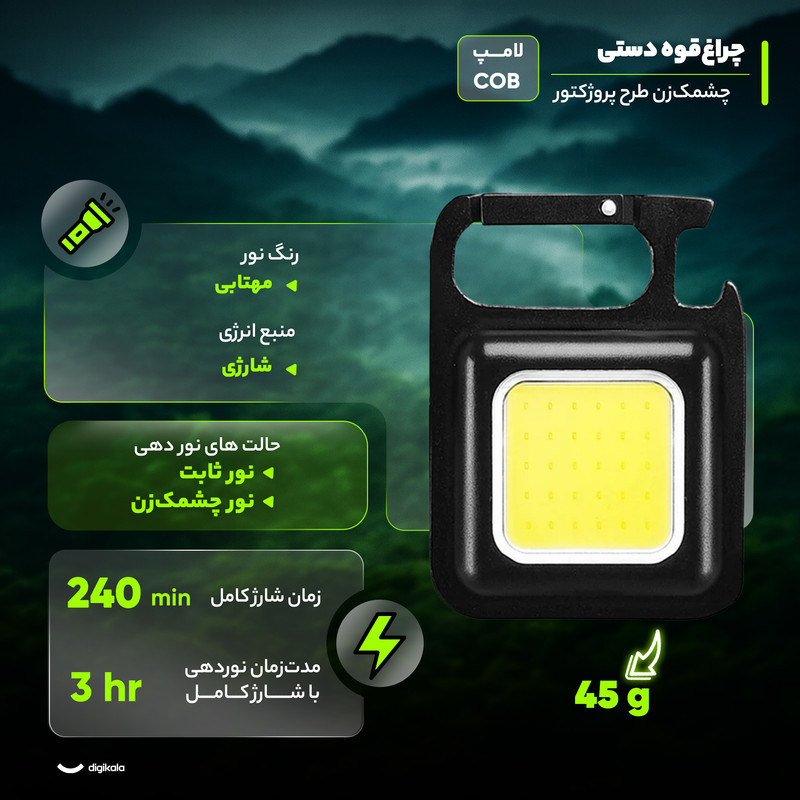چراغ قوه دستی مدل چشمک زن طرح پروژکتور با نور مهتابی