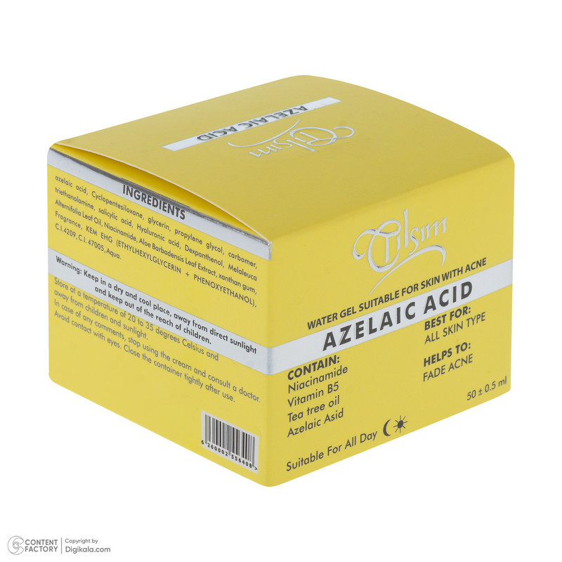 ژل ضد جوش صورت تیلسیم مدل Azelaic Acid مناسب برای پوست آکنه‌ای حجم 50 میلی‌لیتر