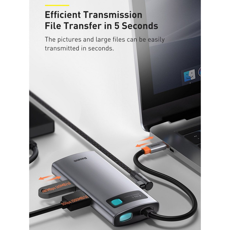 هاب 4 پورت USB-C باسئوس مدل Metal Gleam Series