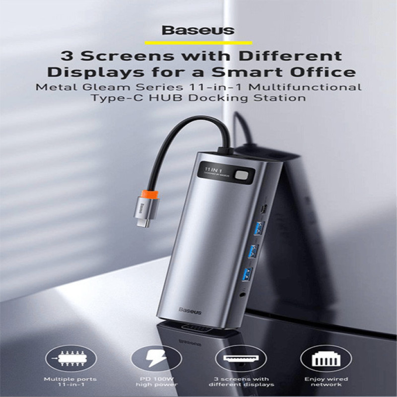 هاب 11 پورت باسئوس مدل METAL GLEAM SERIES Multifunctional