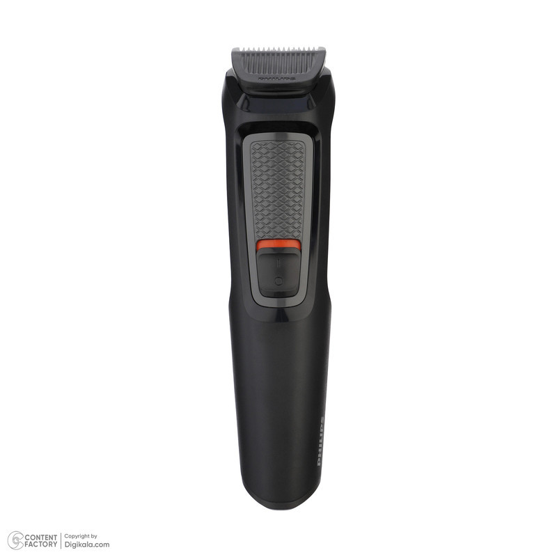 ماشین اصلاح موی سر و صورت فیلیپس مدل MG371015 با تیغه استیل ضد زنگ خودتیزشونده، باتری قابل شارژ با 60 دقیقه استفاده بی‌سیم، طراحی ارگونومیک و قابلیت اصلاح خط زن و حجم زن همراه با تریمر گوش و بینی