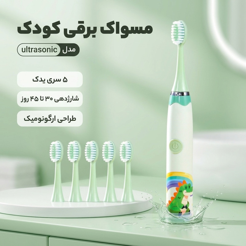 مسواک برقی مدل ultrasonic به همراه ۵ سری یدک