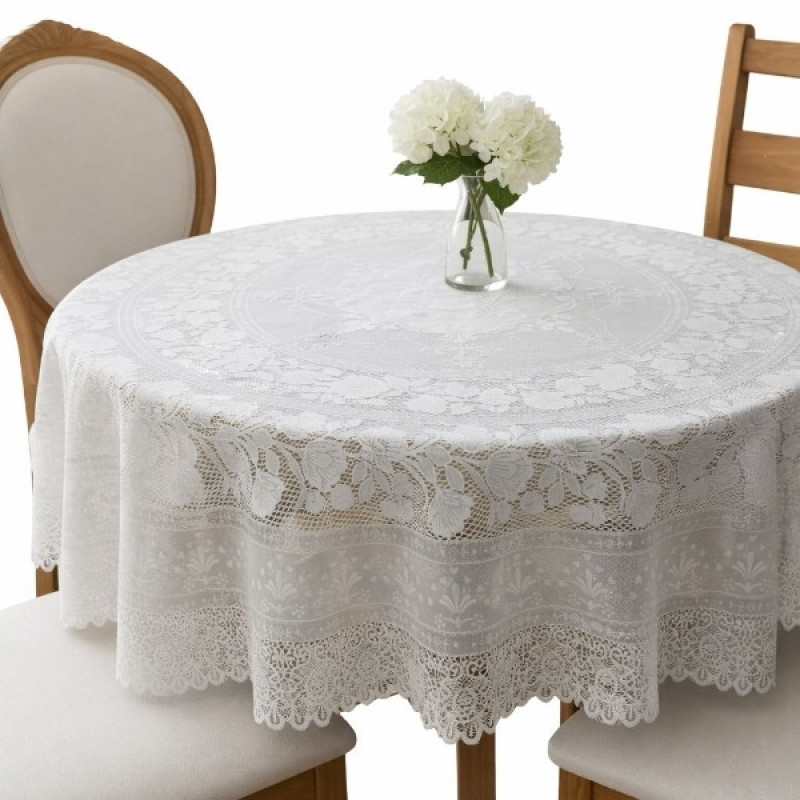 رومیزی مدل گرد گل حاشیه دار سایز 180x180 سانتی‌متر