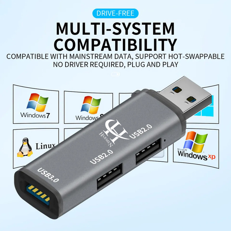 هاب 3 پورت USB 3.0 هارمن مدل HI SPEED-HUB100