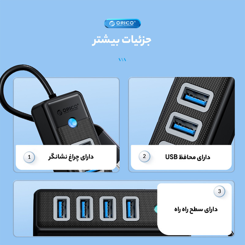 هاب 4 پورت USB -C اوریکو مدل PW4U-C3