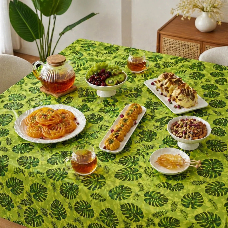 سفره 6 نفره مدل TCA170205 طرح برگ سایز 140*100 سانتی متر