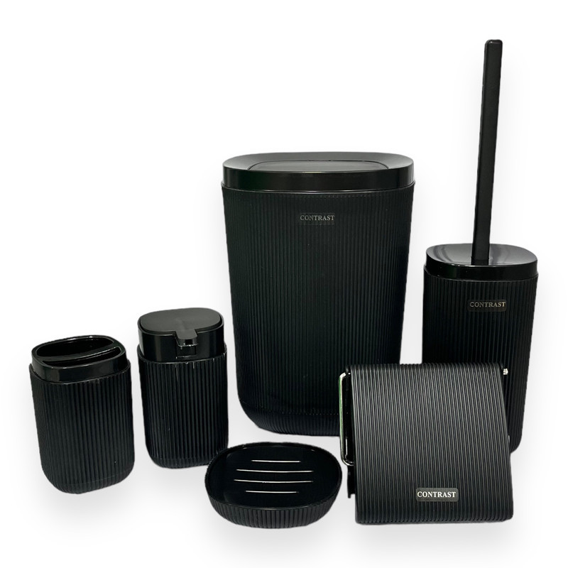 ست سرویس بهداشتی 6 پارچه کنتراست مدل شیاردار روما کد TP740