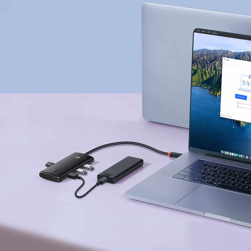 هاب 4 پورت Usb2 باسئوس مدل AirJoy Series-WKQX070001 25cm