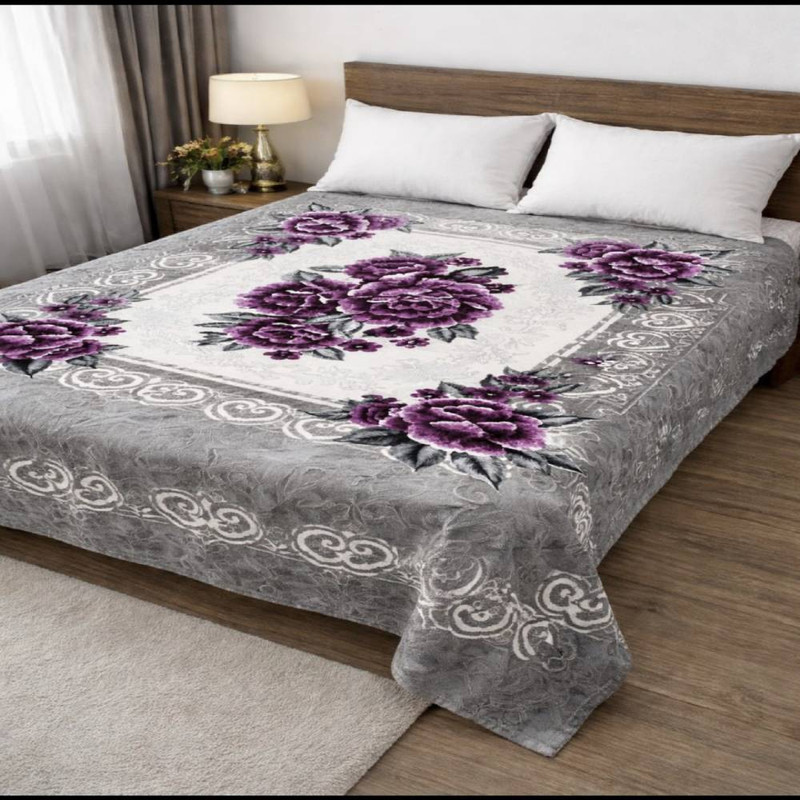 پتو 2 نفره شادیلون مدل گلدار گل برجسته سایز 230x200 سانتی‌متر