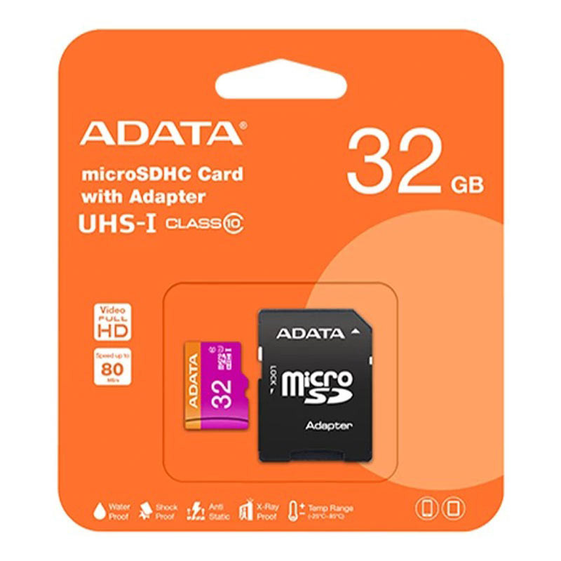 کارت حافظه‌ microSDHC ای دیتا مدل Premier کلاس 10 استاندارد UHS-I U1 سرعت 80MBps ظرفیت 32 گیگابایت به همراه با آداپتور SD