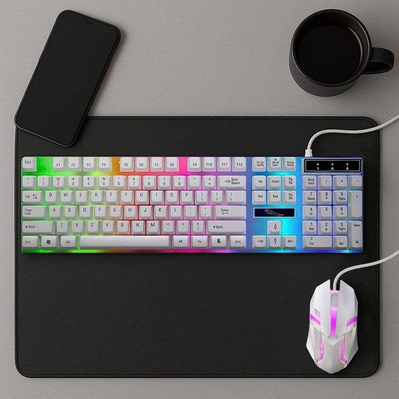 کیبورد و ماوس گیمینگ مدل G21B، سوییچ ممبران، Full-size، نورپردازی RGB