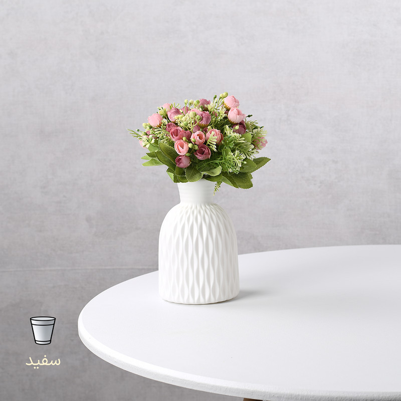گلدان دکوری جانان از جنس بادی مقاوم رومیزی با ابعاد 12×12×18 سانتی‌متر و وزن 150 گرم
