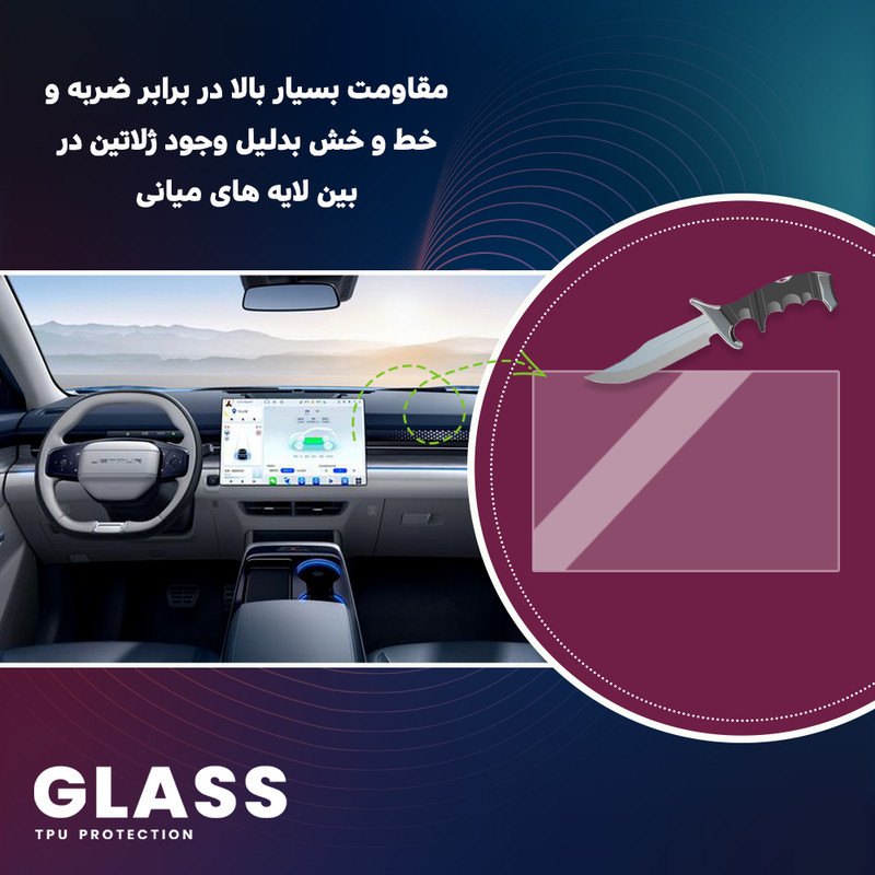 محافظ مانیتور خودرو گلس مدل Resistant-HD مناسب برای مانیتور پژو 207i