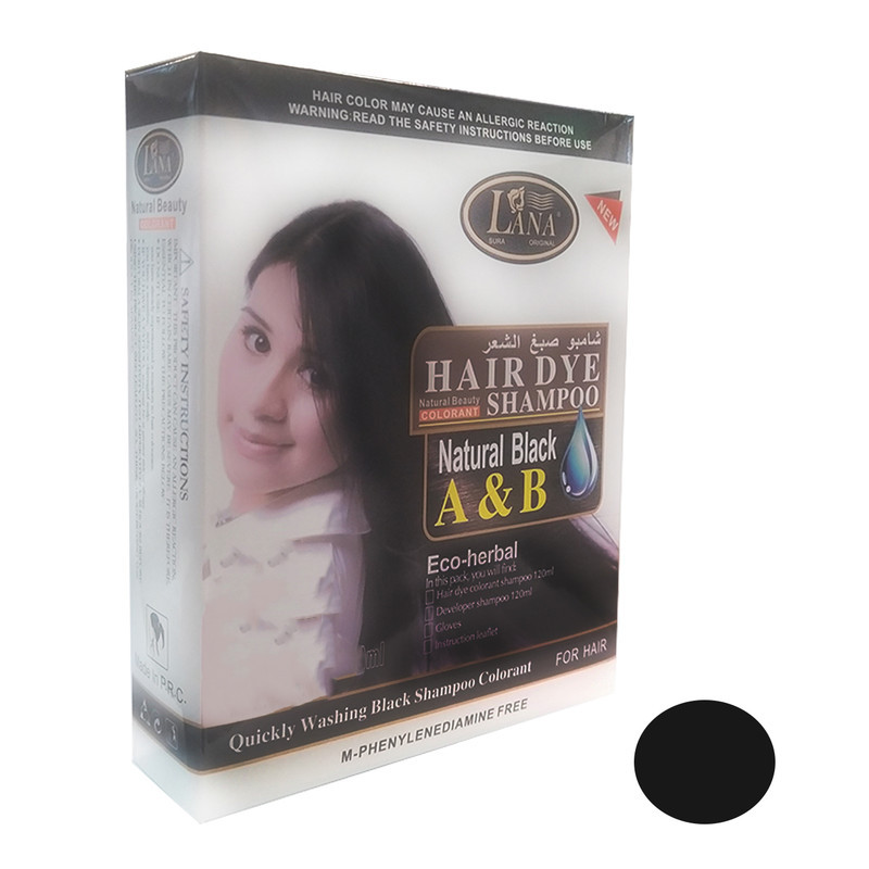 شامپو رنگ مو لانا مدل W_Dye حجم 120 میلی لیتر رنگ مشکی مجموعه 2 عددی