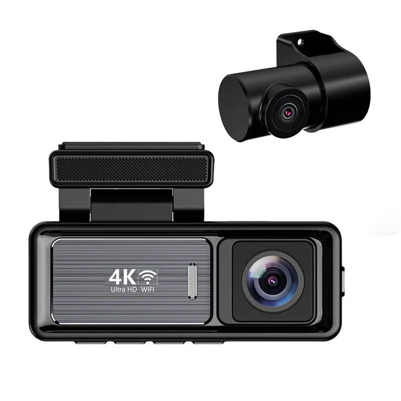 دوربین ثبت وقایع خودرو اتوویژن مدل M6 4K-WiFi به همراه دوربین عقب و رم 64 گیگ بایت و کیت برق مستقیم