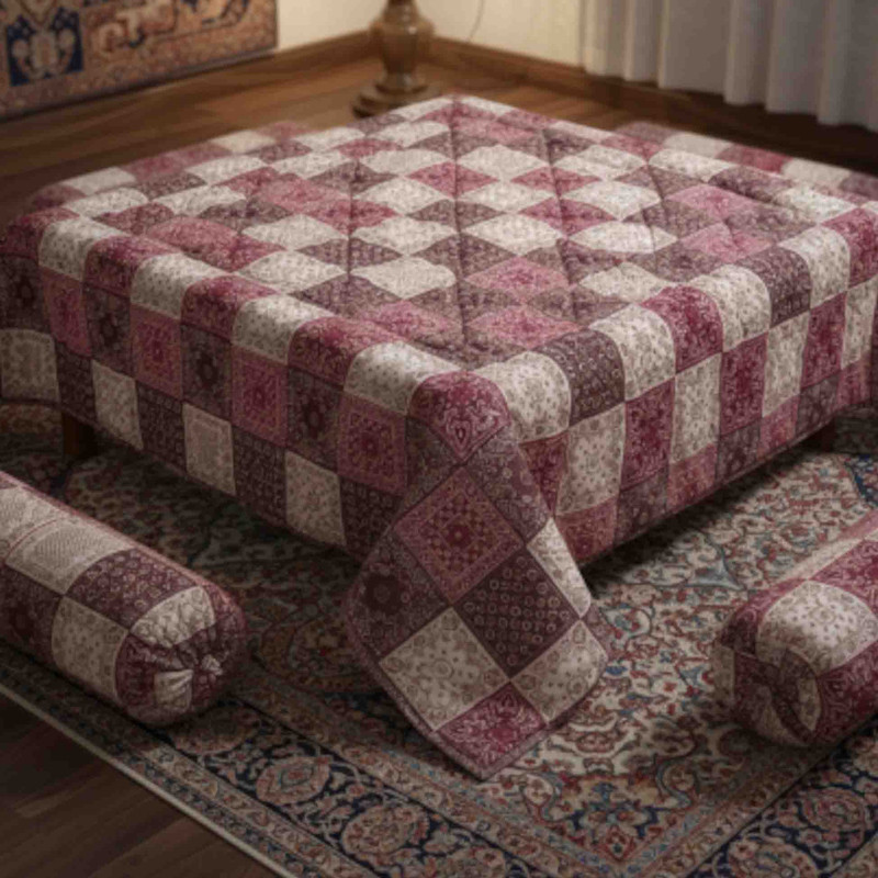 لحاف کرسی شش نفره مانیکاهوم مدل چهل تکه سایز 400*400 سانتی متر