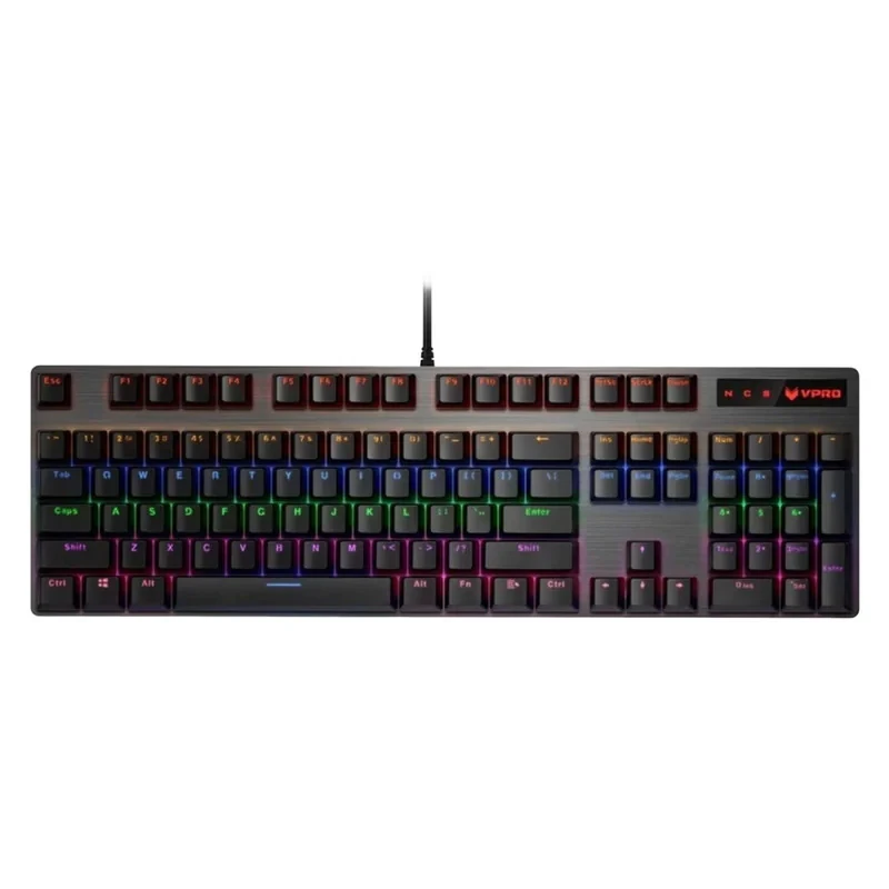 کیبورد مخصوص بازی مکانیکی رپو مدل V500PRO، مکانیکال سوییچ آبی، Full size، نورپردازی RGB