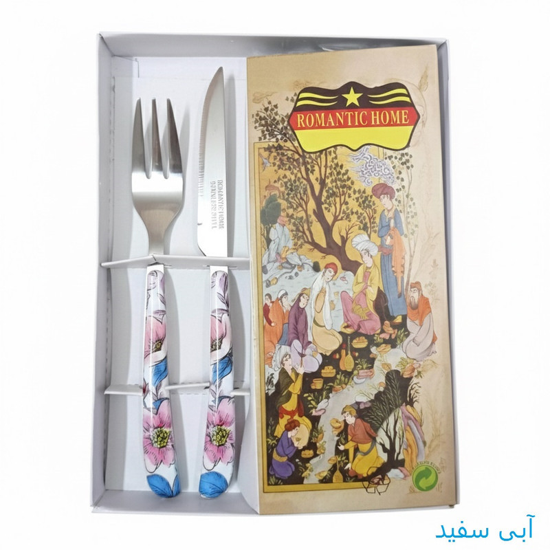 ست کارد و چنگال 12 پارچه رمانتیک هوم مدل گل