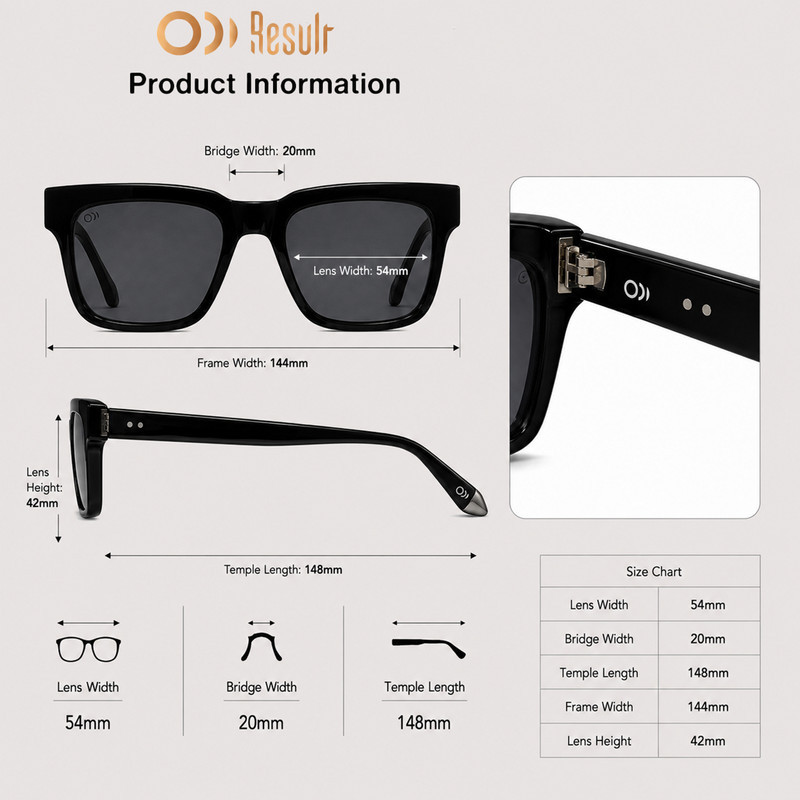 عینک آفتابی پلاریزه و UV400 ویفرر(Wayfarer) مردانه ریزالت مدل RE009C4