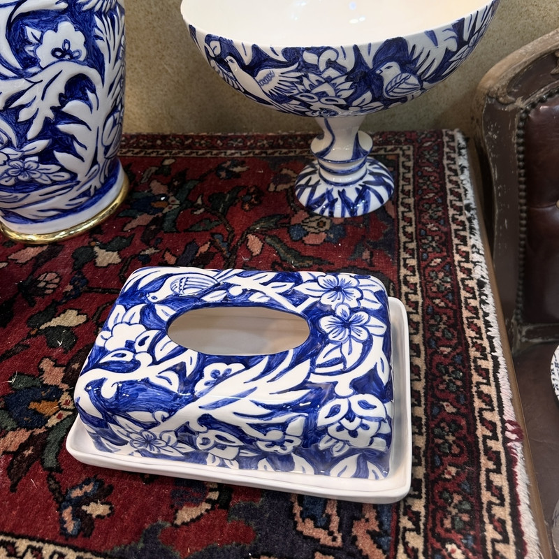 جای دستمال کاغذی سرامیکی مدل گل مرغ