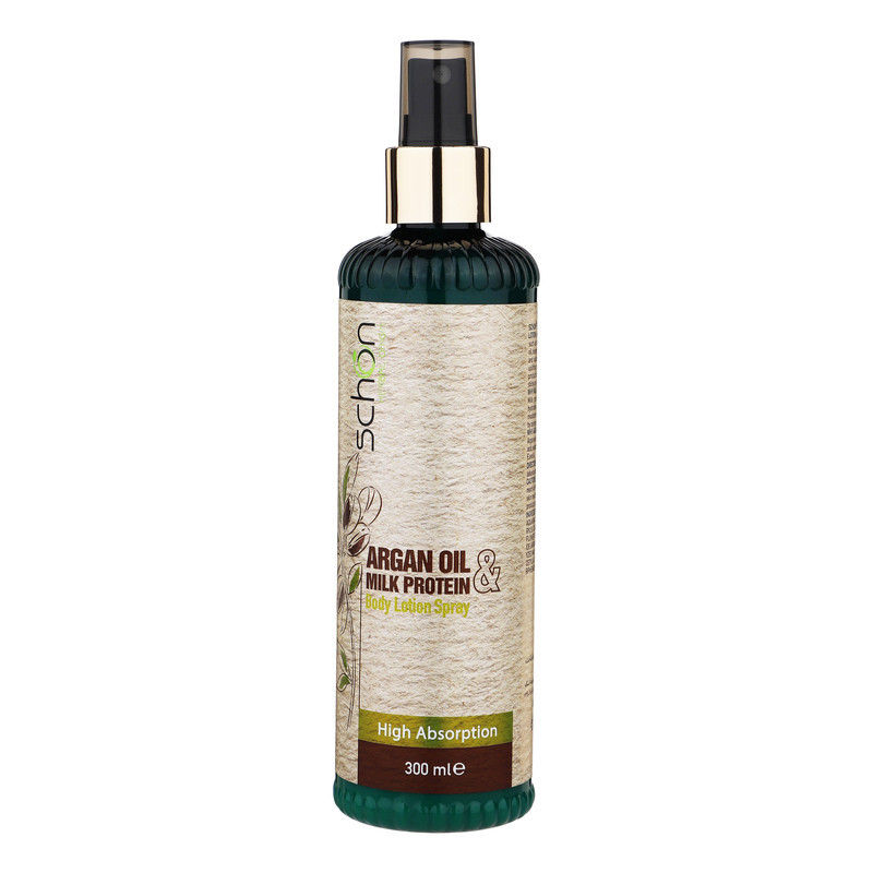لوسیون بدن شون مدل Argan Oil And Milk Protein حجم 300 میلی‌لیتر با عصاره آرگان و پروتئین شیر، مرطوب‌کننده قوی پوست، جذب بالا، ساخت ایران، دارای مجوز سازمان غذا و دارو