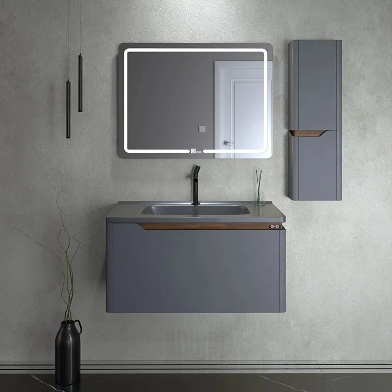 ست کابینت و روشویی آلکا مدل 6080 به همراه باکس و آینه لایت دار