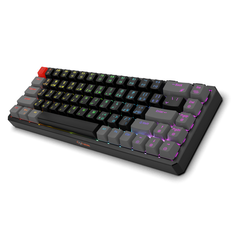 کیبورد گیمینگ فاطر مدل KCR-8000B، مکانیکال سوییچ قرمز، Tenkeyless، نورپردازی RGB