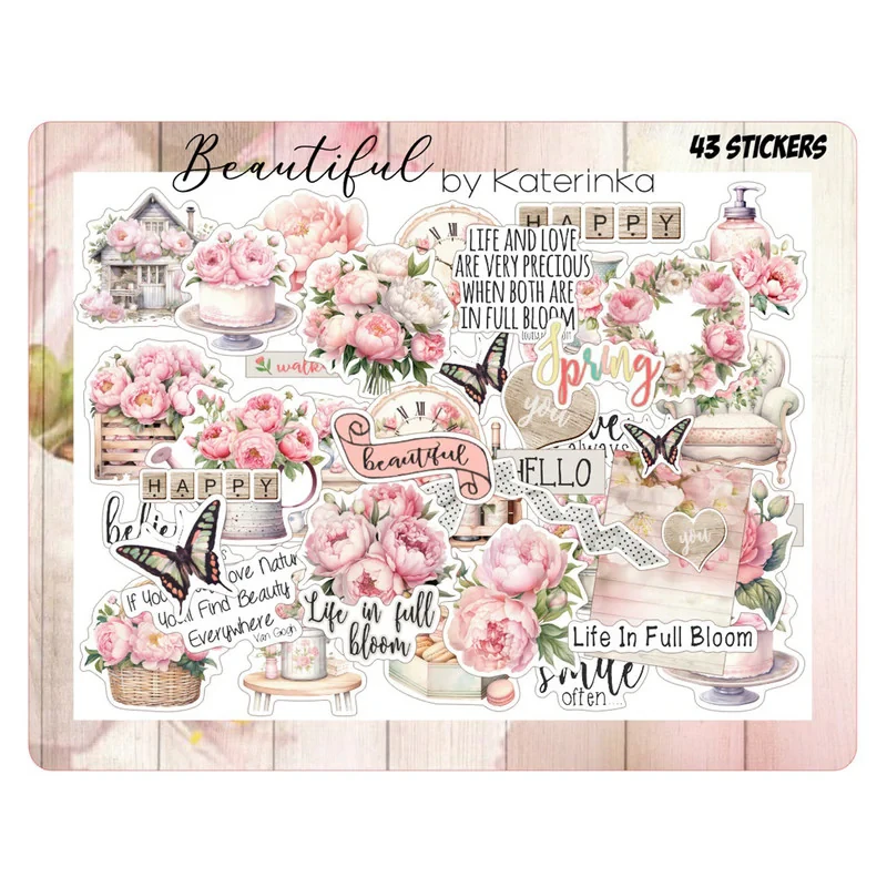 برچسب کاترینکا طرح برش خورده بولت ژورنال و اسکرپ بوک مدل Beautiful بسته 43 عددی