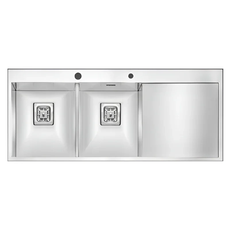 سینک ظرفشویی استیل توکار دو لگنه الکا استیل مدل 3119