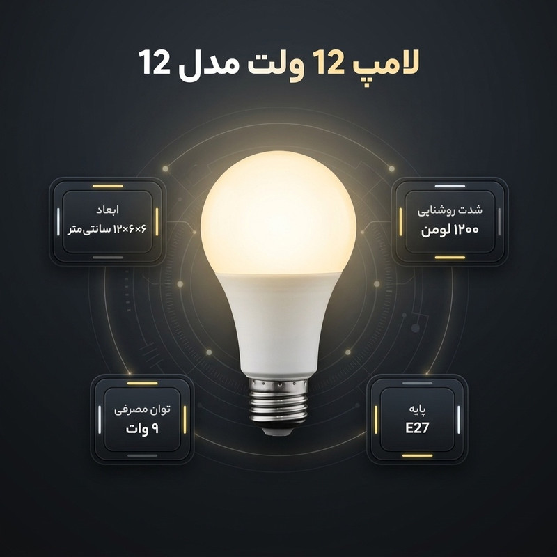 لامپ 12 ولت مدل 12 پایه E27