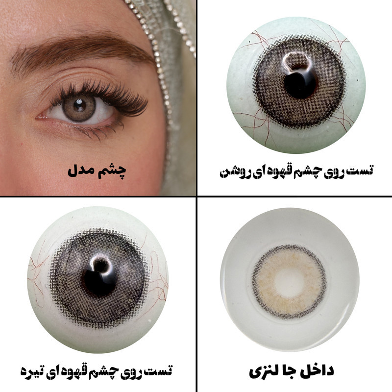 لنز چشم هرا مدل 15 سالانه کد AQYA320 رنگ عسلی طوسی طبیعی دور دار