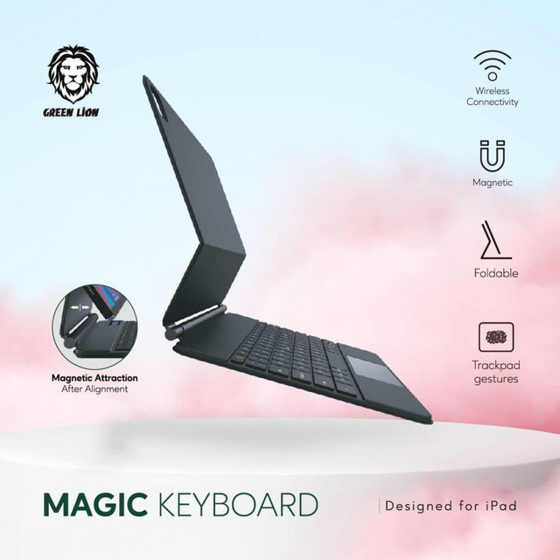 کیف کلاسوری کیبورد دار گرین لاین مدل Magic مناسب برای تبلت اپل iPad Air 11 (2024)  Air 10.9  Pro 11