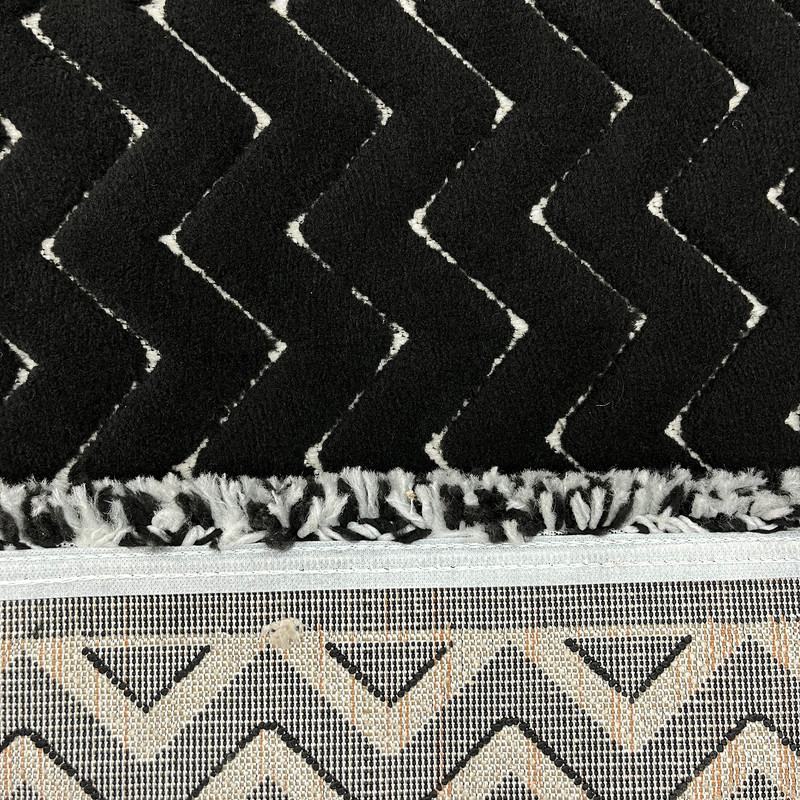 فرش ماشینی 500 شانه فرش آرمانی زمینه مشکی حاشیه مشکی مدل مدرن مینیمال کد 5313