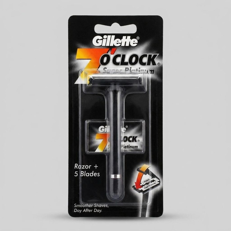 خود تراش مردانه ژیلت مدل  super platinum 7o CLOCK به همراه تیغ یدک بسته 2 عددی