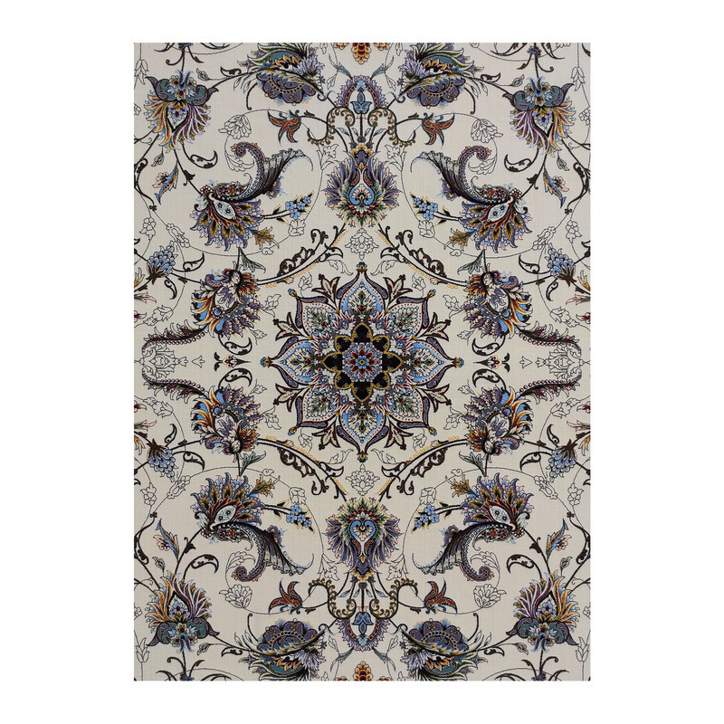 فرش ماشینی 1500 شانه فرش مشهد زمینه کرم حاشیه گلبهی مدل 815059