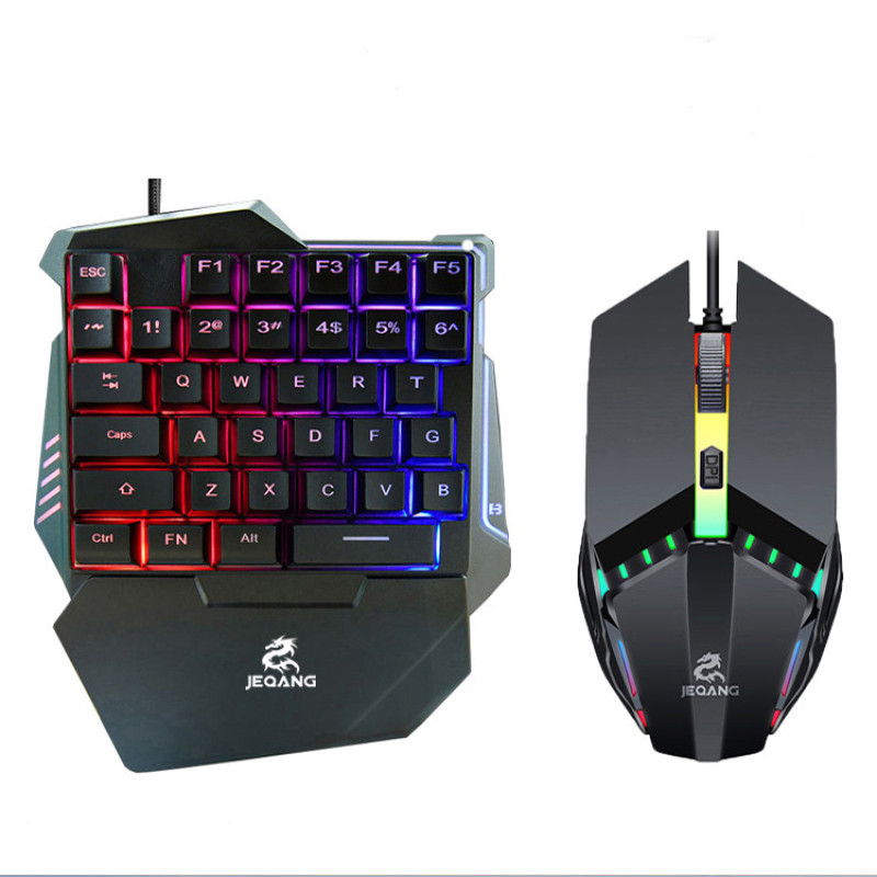 کیبورد و موس مخصوص بازی جکنگ مدل JK-913، سوییچ ممبران، Full-Size، نورپردازی LED RGB