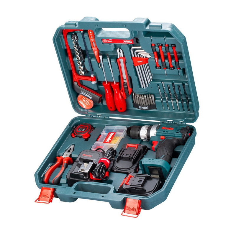مجموعه 53 عددی دریل پیچ‌گوشتی شارژی چکشی رونیکس مدل  RS-8620