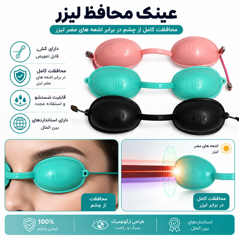 عینک لیزر موهای زائد هارمن مدل LASER SHILED LHR بسته 2 عددی