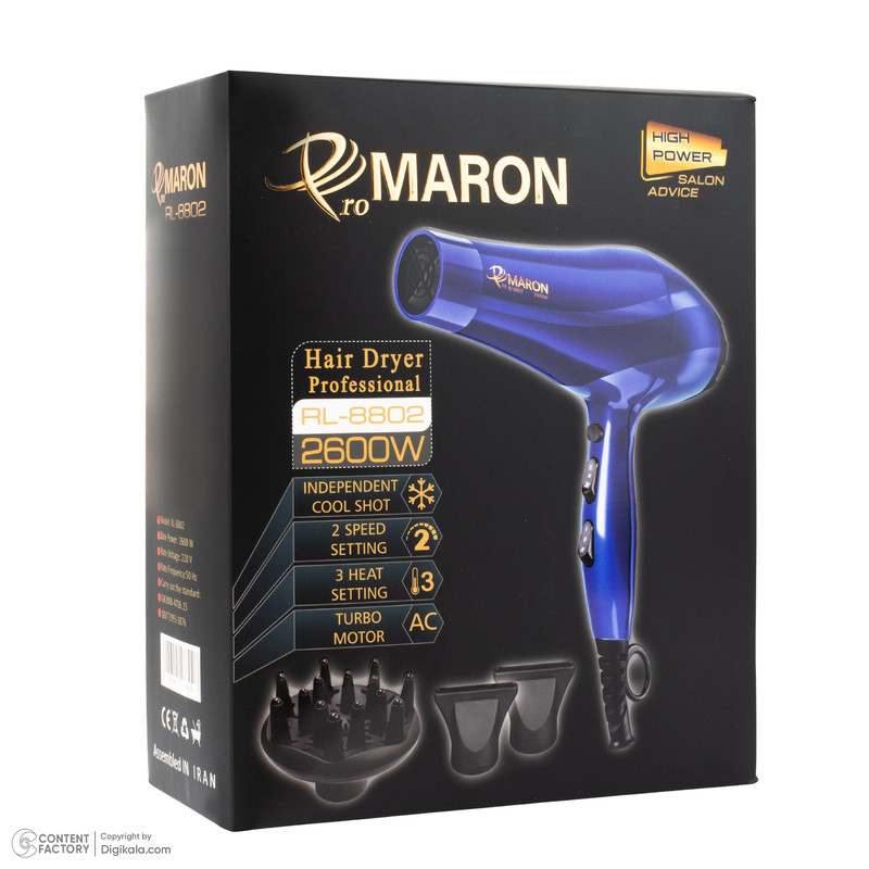 سشوار حرفه‌ای 2600 وات پرومارون مدل RL-8802