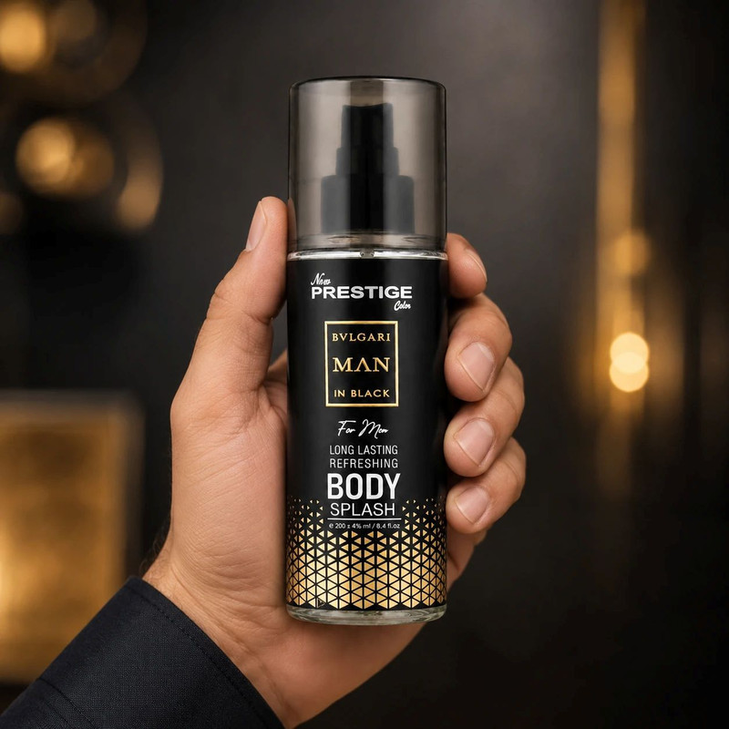 بادی اسپلش  مردانه نیو پرستیژ کالر مدل BVLGARI MAN IN BLACK حجم 200 میلی‌لیتر