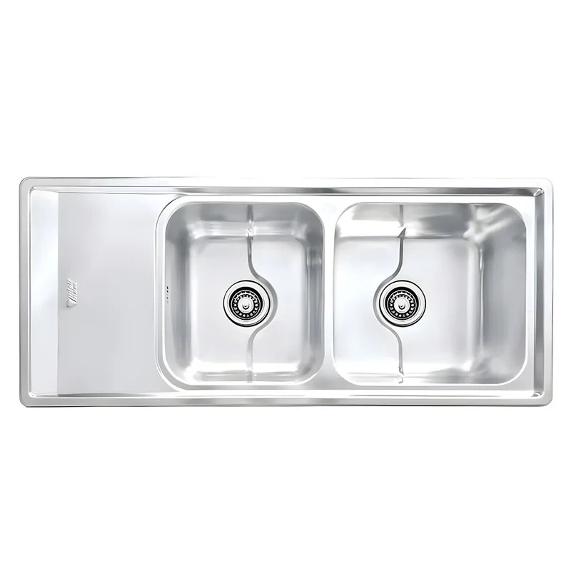 سینک ظرفشویی استیل توکار دو لگنه نگین الماس مدل SA109