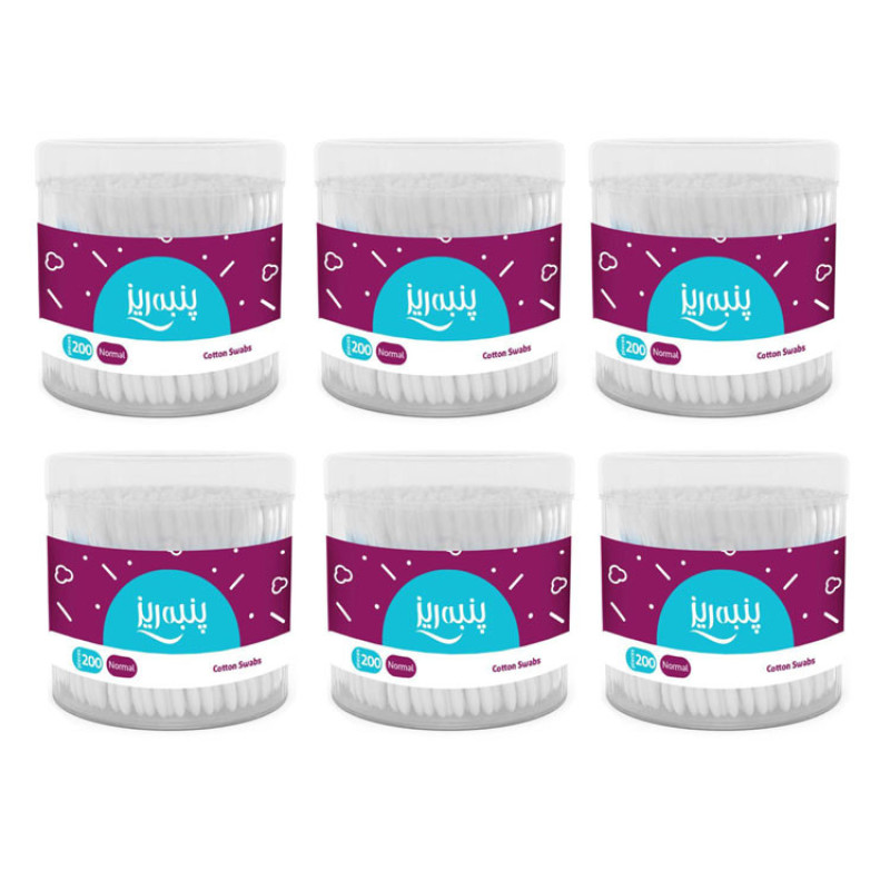 گوش پاک کن پنبه ریز مدل cotton بسته 6 عددی