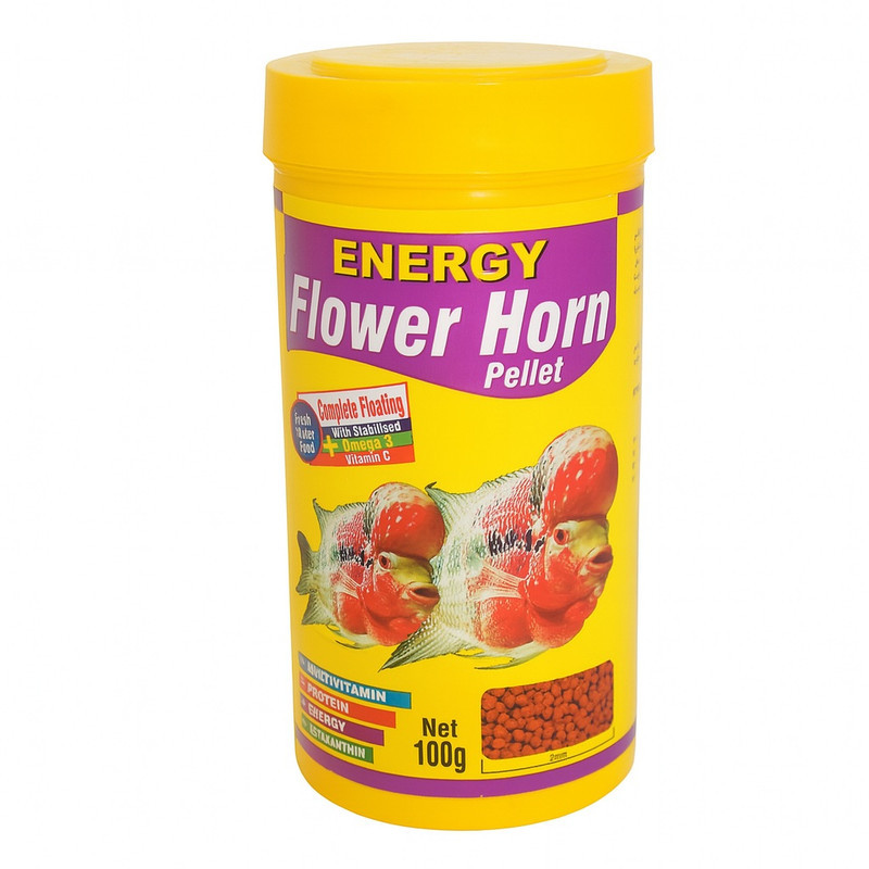 غذای ماهی انرژی  مدل Flower Horn pellet وزن 100 کرم