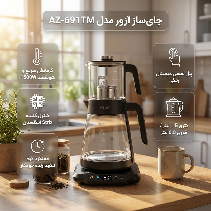 چای ساز روی هم آزور مدل AZ-691TM
