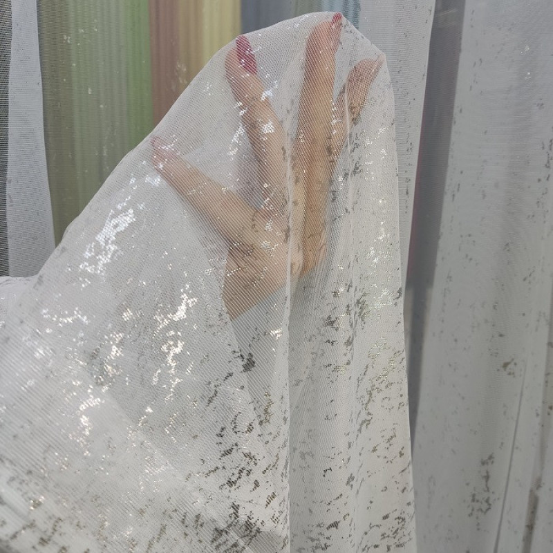 پرده تیکو دکو مدل دوخت ساده حریر ژورژت طلاکوب سایز 280x400 سانتی‌متر