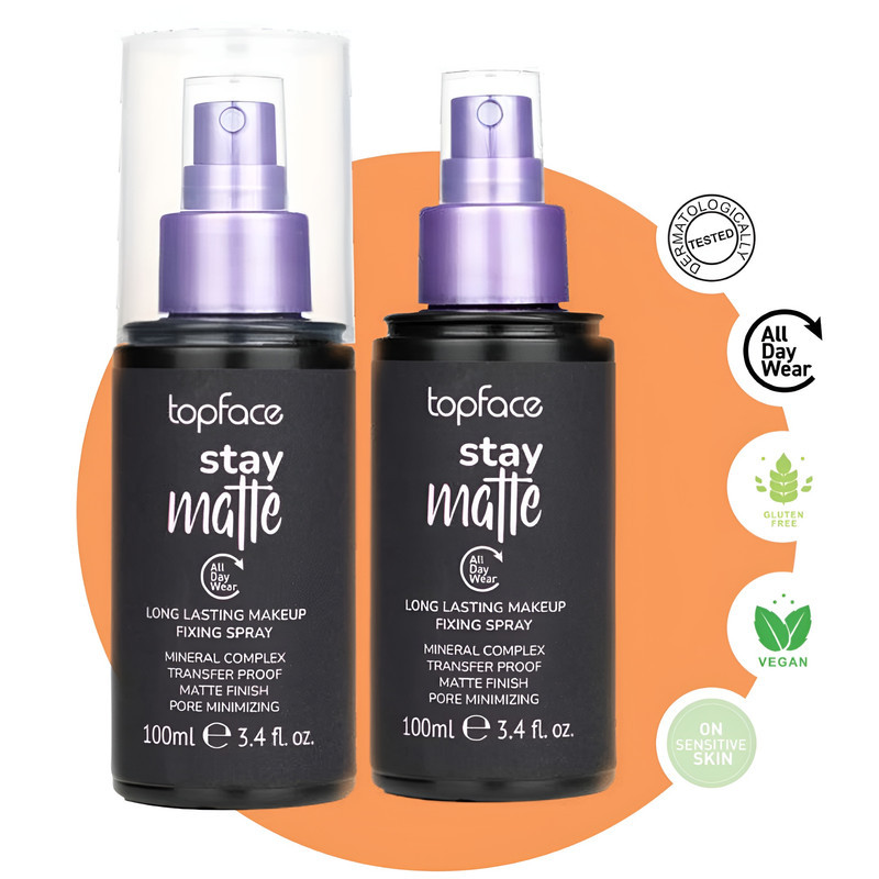 اسپری تثبیت کننده آرایش صورت تاپ‌ فیس مدل MATTE حجم 100 میلی لیتر