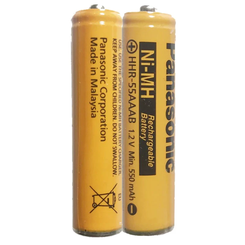 باتری نیم قلمی قابل شارژ تلفن پاناسونیک مدل (Ni-MHHHR-55AAAB(Malaysia بسته دو عددی