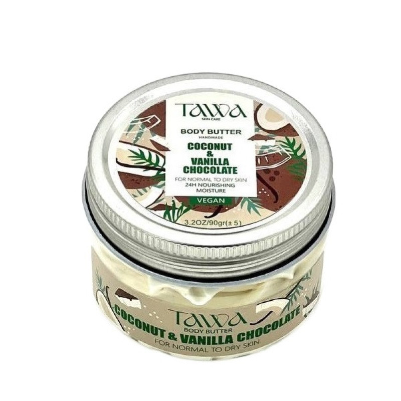 کره بدن تاوا 90 گرم حاوی شی باتر، روغن بادام شیرین و سبوس برنج، مرطوب‌کننده قوی، ضد خشکی، جمع‌کننده منافذ، ضد آفتاب‌سوختگی، ضد ترک، ارگانیک و بدون تست حیوانی مناسب انواع پوست‌ها